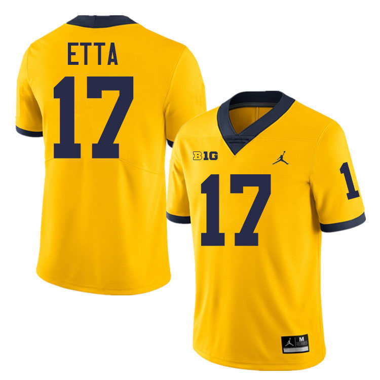 Enow Etta Michigan Jersey,Michigan Wolverines #17 Enow Etta College Football Jersey Youth-Maize